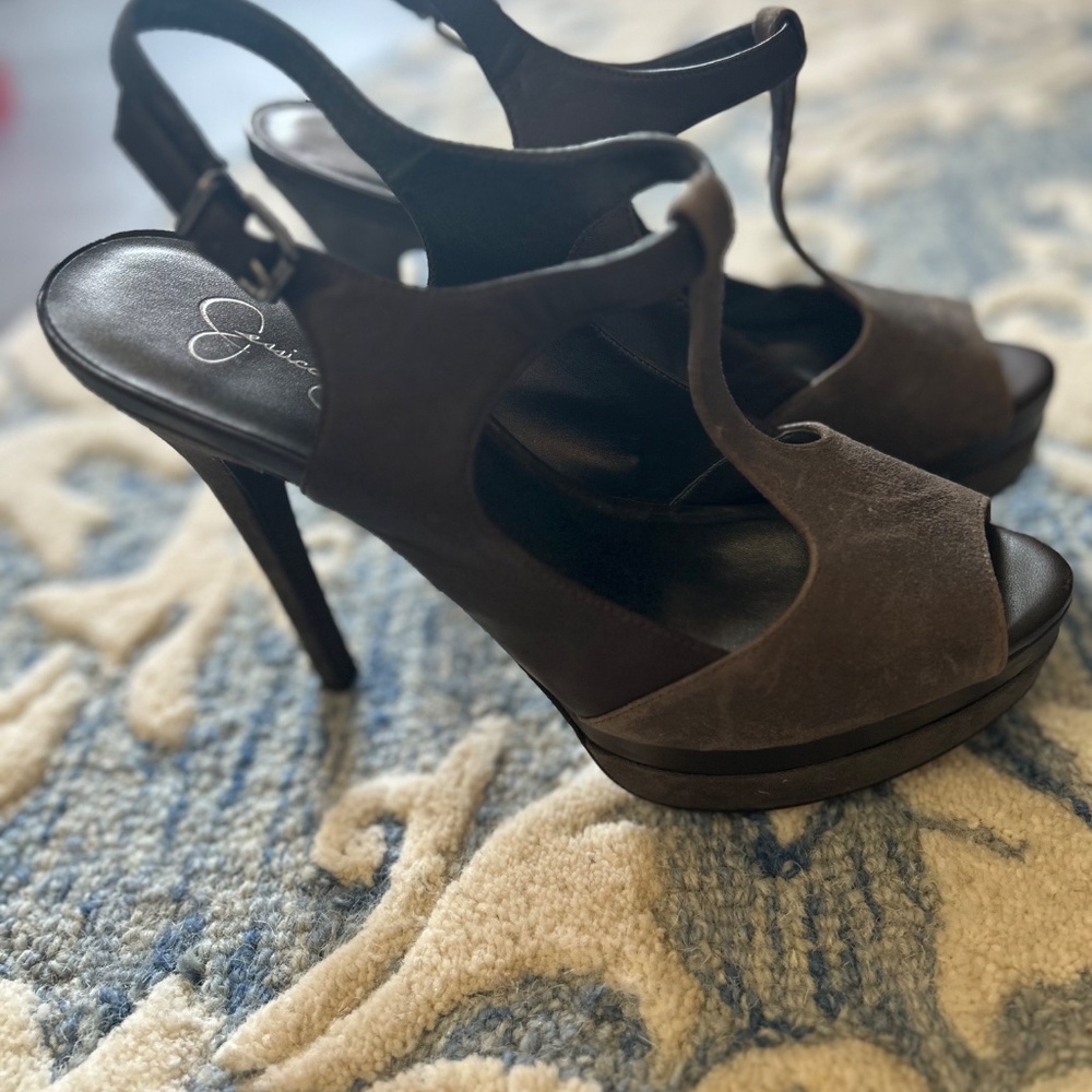 Jessica Simpson Leather Platform Heels Size 10B